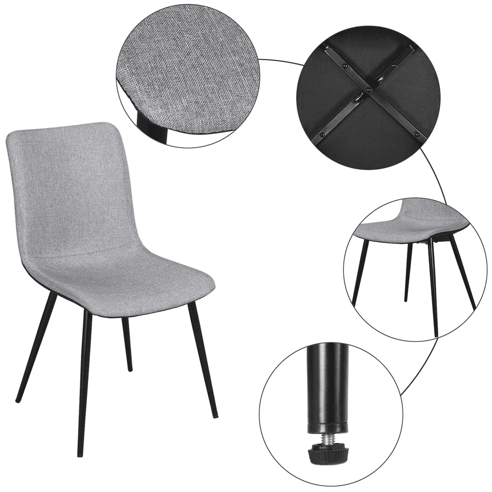 Yaheetech Set of 4 Dining Chairs for Kitchen Living Room,Gray, (Linen, PVC)
