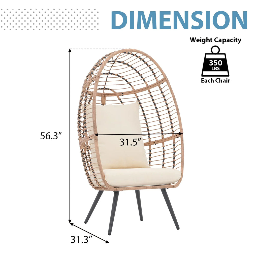 Indoor Outdoor Swing Egg Chair with Stand, Patio Foldable Grey Wicker Rattan Hanging Chair with Cushion, Light Gray