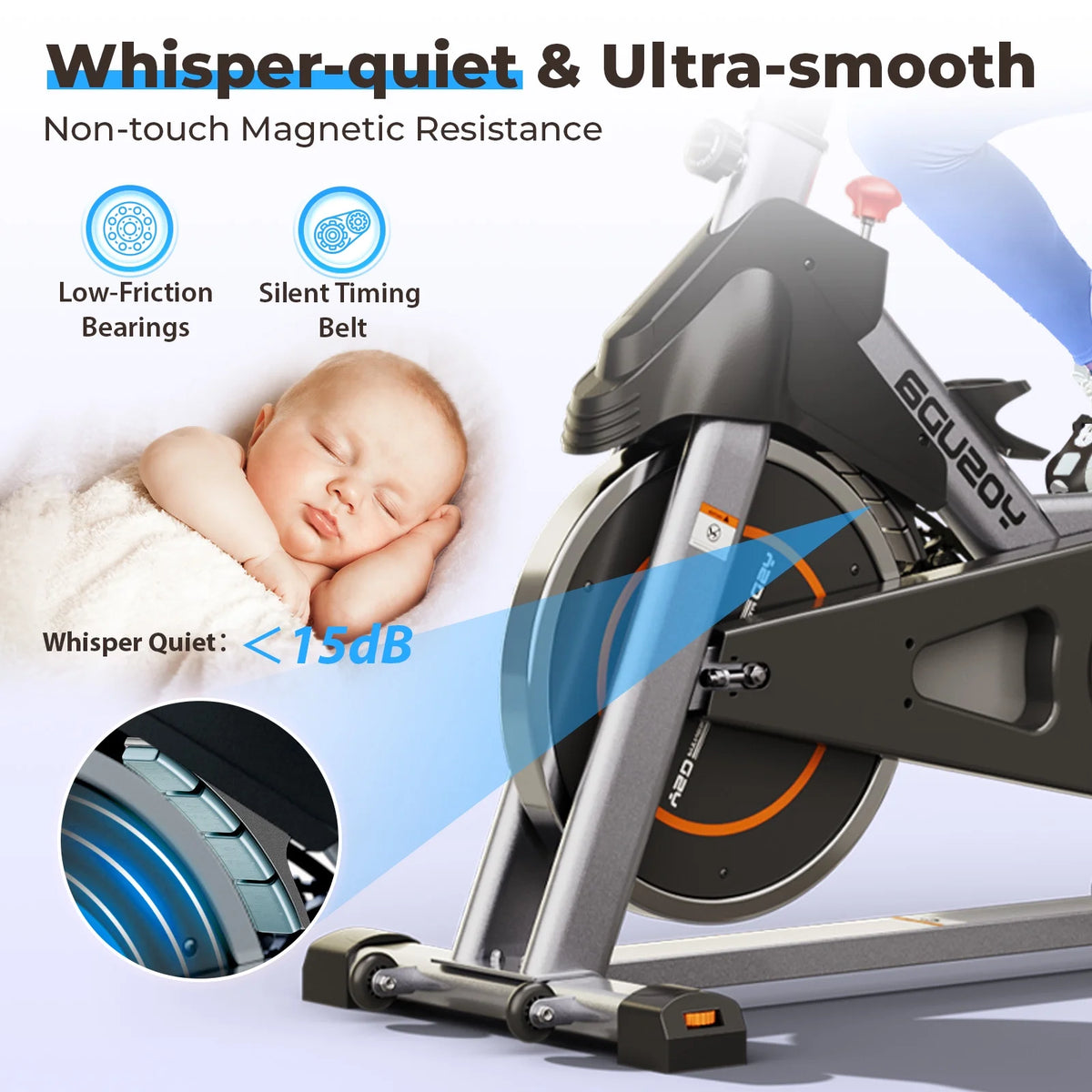 YOSUDA Exercise Bike Stationary Indoor Cycling Bike for Home 300 Lbs Weight Capacity, Comfortable Seat Cushion and LCD Monitor