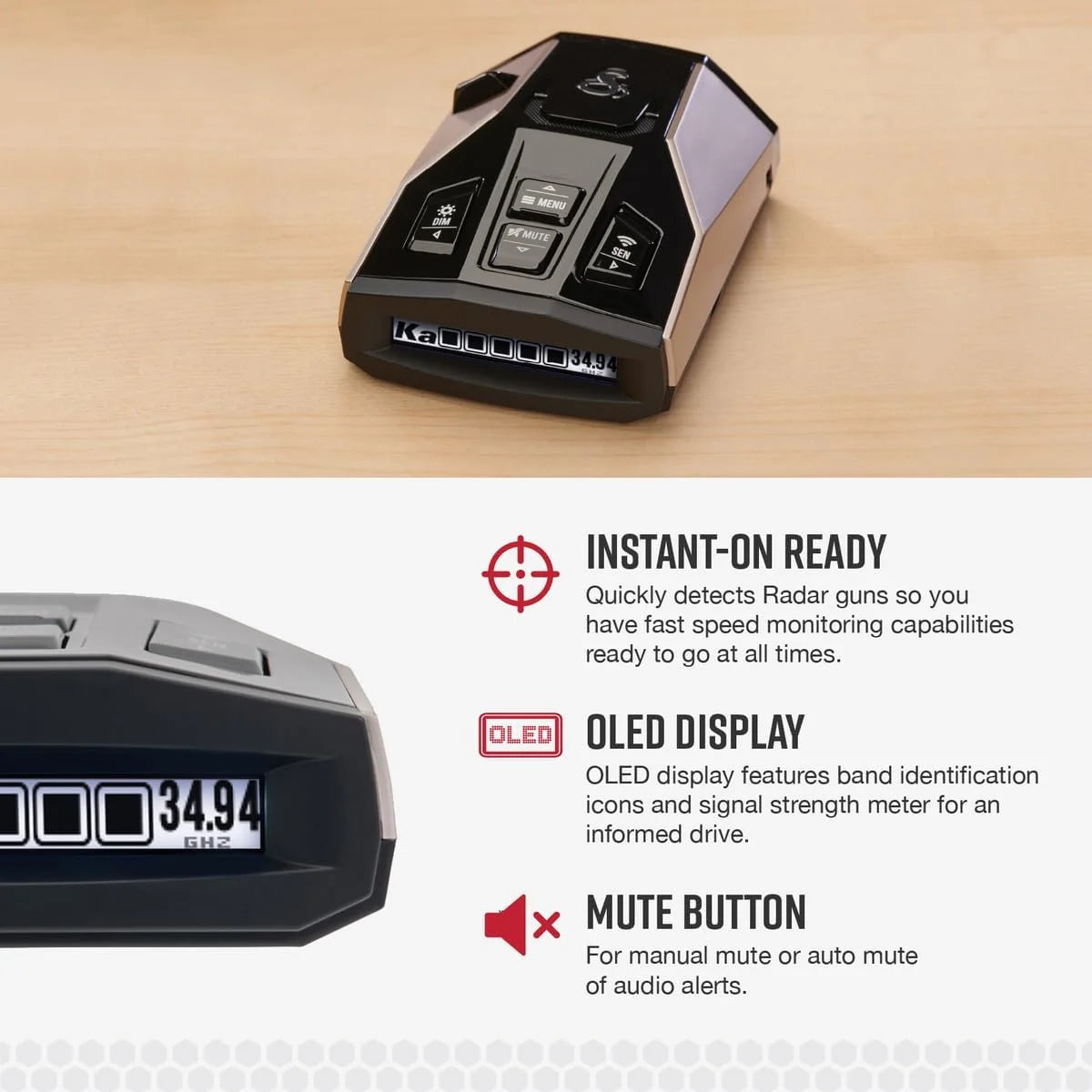Cobra RAD 450 Laser Radar Detector - Long Range, False Alert Filter, Voice Alert & OLED Display, Black, 0180002-2 (New)