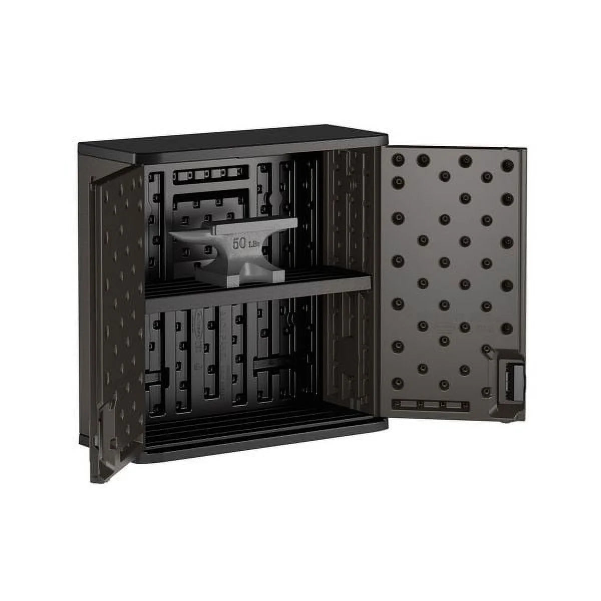 Suncast Commercial Grade Resin 1-Shelf Wall Storage Cabinet for Garage or Shed, Black