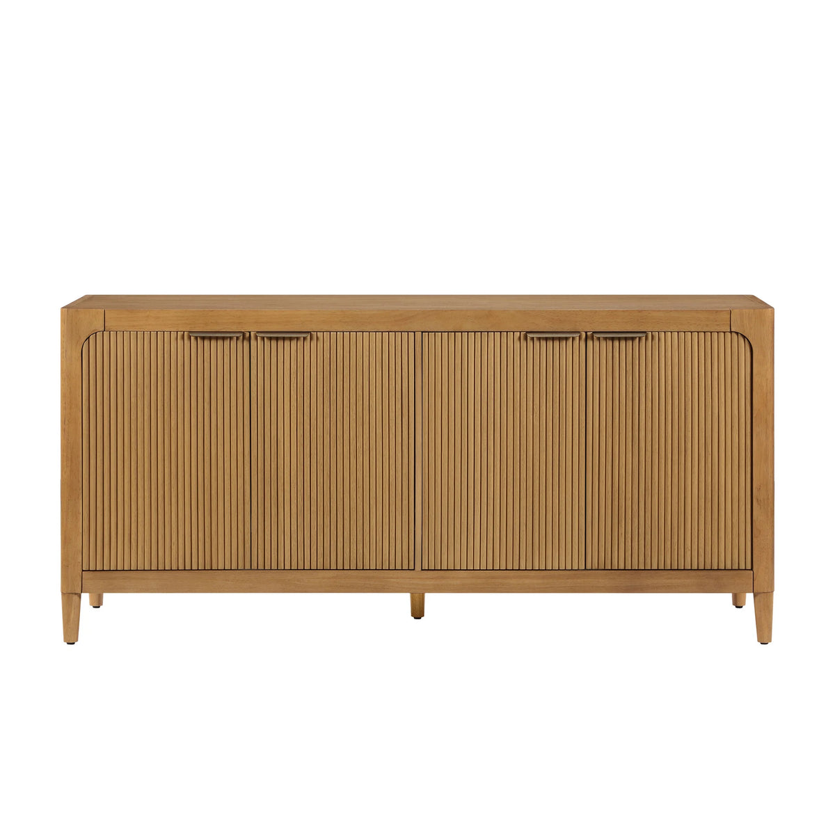 My Texas House Linden Fluted Buffet Cabinet Sideboard with Adjustable Shelves, Warm Brown