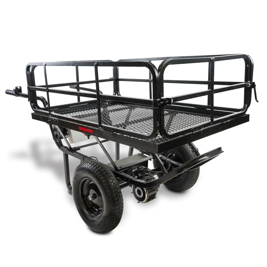 Chore Warrior Electric Wheelbarrow Powered Utility Cart 350 LBS Capacity with Metal Mesh Deck 8 Hour Battery Life