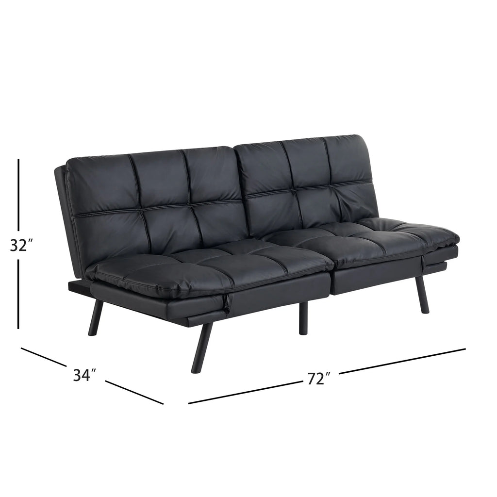 Mainstays Memory Foam Futon with 72",Black