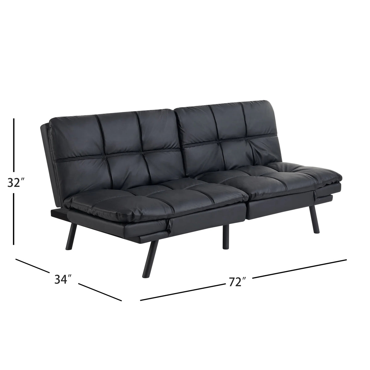 Mainstays Memory Foam Futon with 72",Black