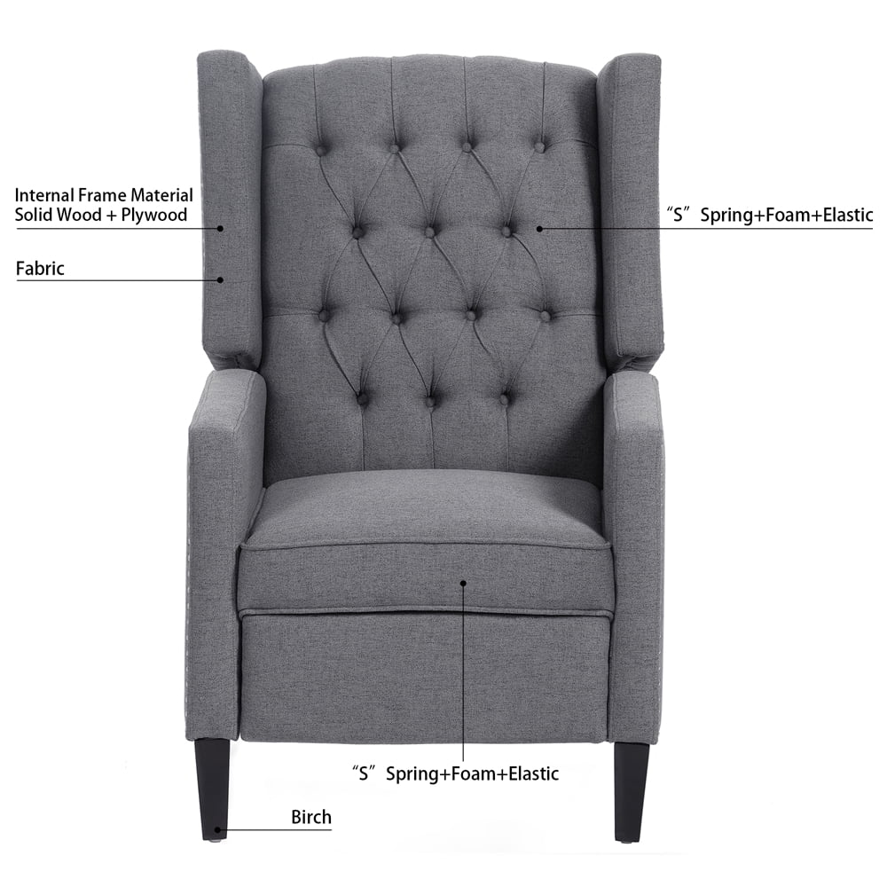 Triple Tree Modern Fabric Foam Wood Solid Print Nailhead Trim Accent Chair, Beige