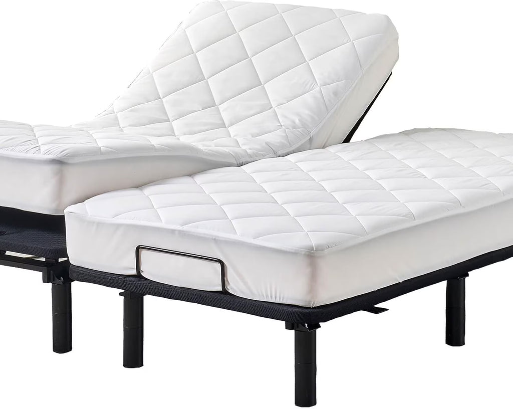 Split King Mattress Topper for Adjustable Bed Fluffy Matress Cover Quilted Fitted Mattress Pad with Elastic Pocket