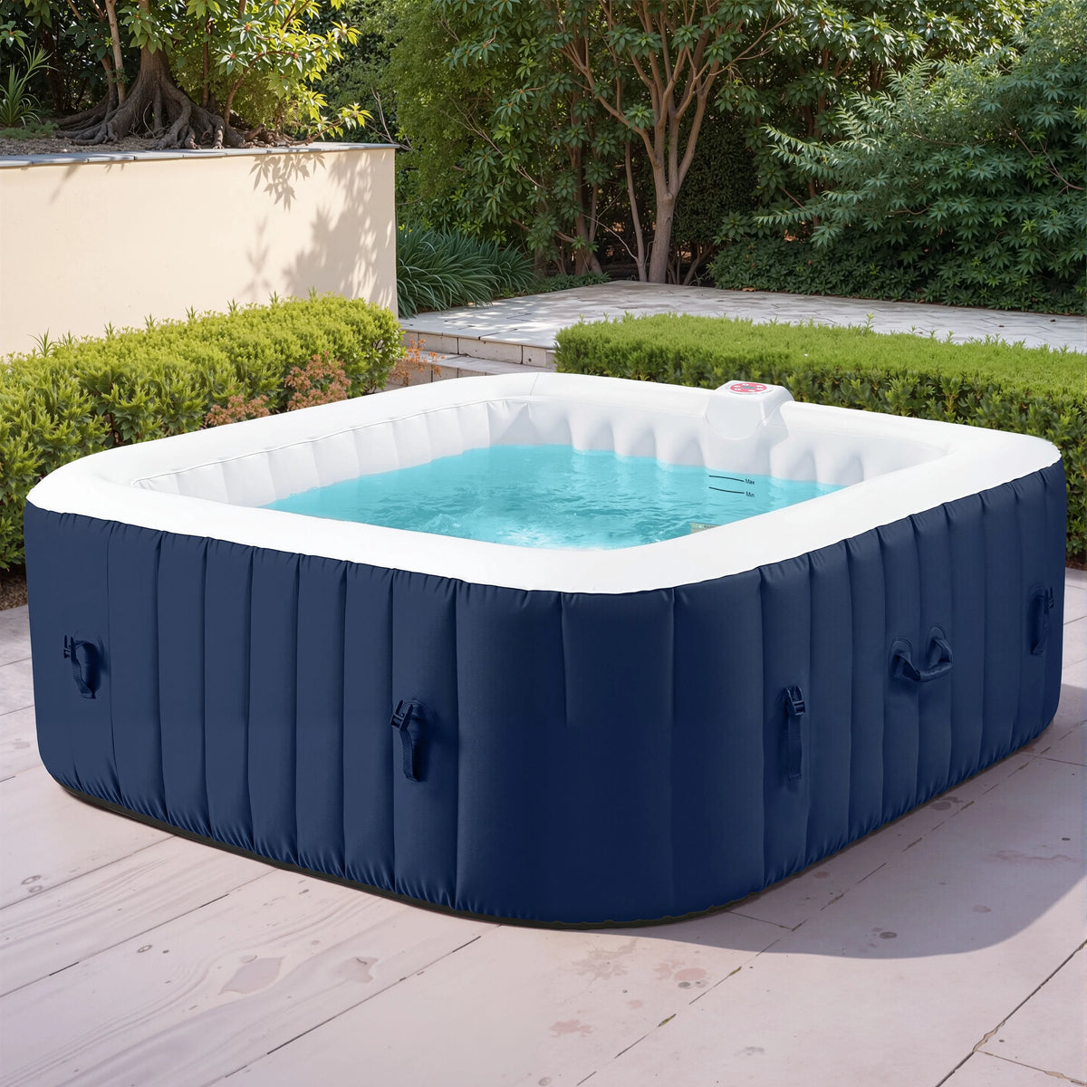 73 inch 4-6 Person Inflatable Hot Tub Spa with Control Panel, Outdoor Portable Hottub with 130 Jets, Insulated Tub Cover and Floor Protector, Temperature up to 104°F, Gray