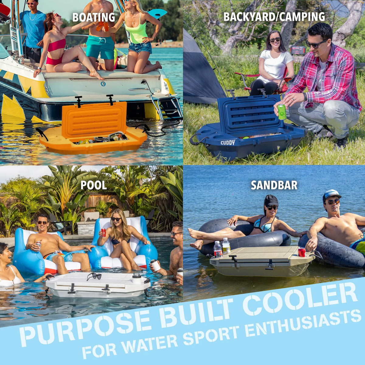Cuddy Floating Cooler and Dry Storage Vessel - 40QT - Amphibious Hard Shell Design, Navy