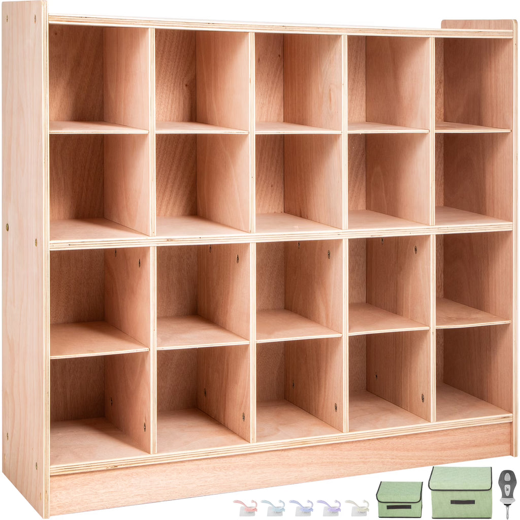 BENTISM Classroom Storage Cabinet Preschool Storage Shelves Wooden 8 Grids Toys Books