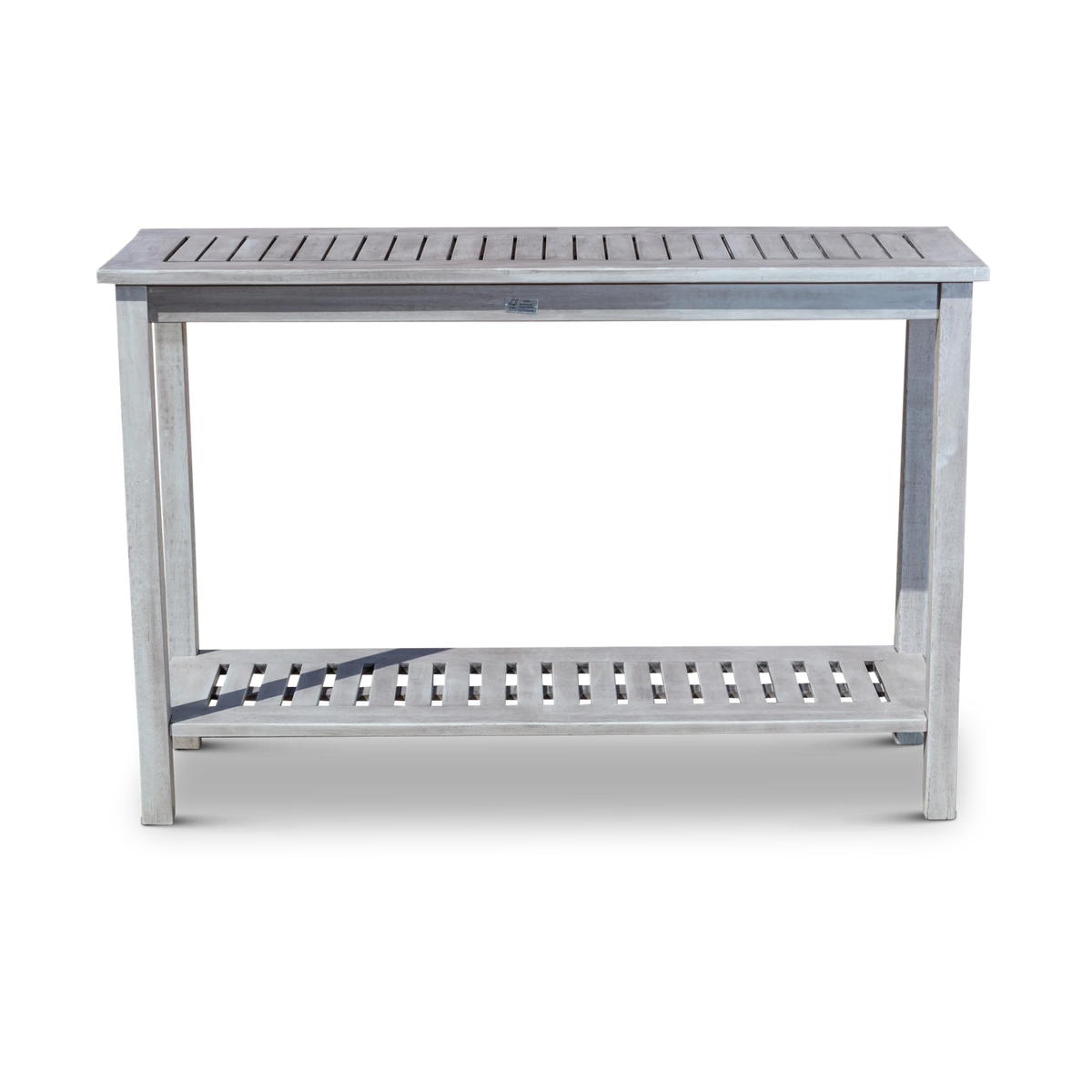 DTY  Outdoor Living Longs Peak Eucalyptus Console Table Silver Gray