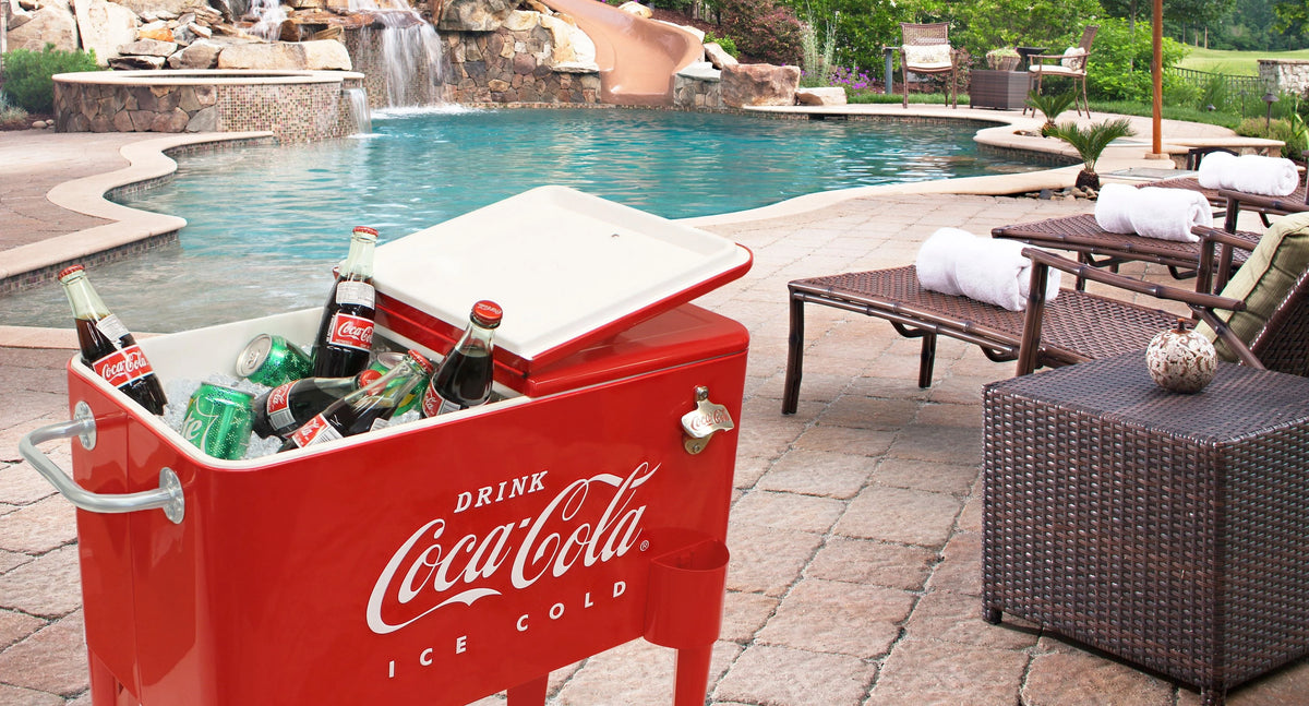 Leigh Country CP 98105 Metal Embossed Retro Outdoor 60 Qt. Cooler Red
