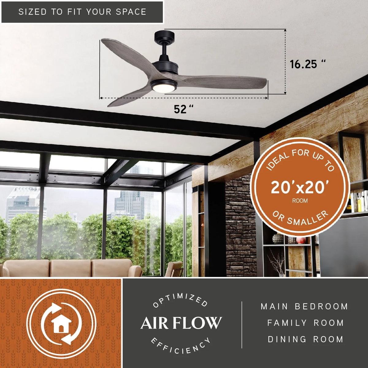 Vaxcel Curtiss Satin Brass Mid-Century Modern MCM Wood Propeller Ceiling Fan with LED Light Kit and Remote