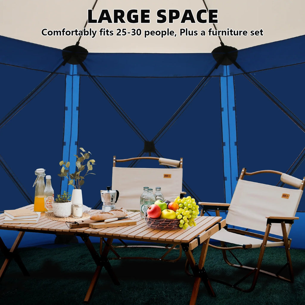 COBIZI 8x8 Pop up Gazebo Tent, Ez up Waterproof Screen Tent Screen House, Portable Outdoor Canopy Sun Shelter with 3 Sidewalls, Carry Bag & Ground Stakes for Camping, Garden and Picnics, Gray