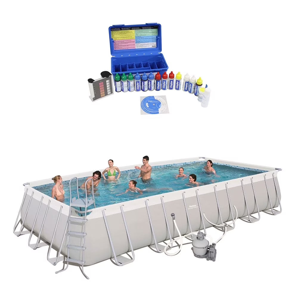 Bestway 24' x 12' x 52" Rectangular Frame Above Ground Swimming Pool Set