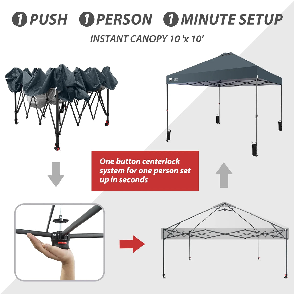 CROWN SHADES 8x8 Pop Up Canopy with One Push Setup Easy Outdoor Sun Shade for Events Parties Camping Forest Green