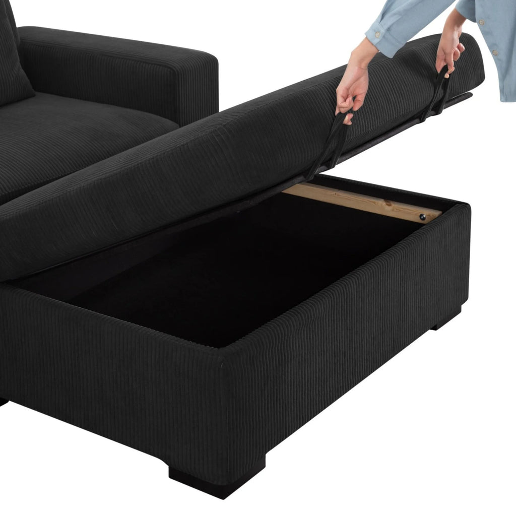 Gewnee 103.5-Inch Modular Corduroy Sofa Set with Solid Wood Legs, High-Density Foam, Suitable for Living Room/Bedroom/Office
