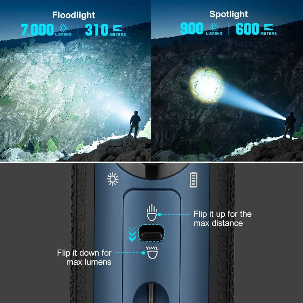 OLIGHT Marauder Mini 7,000 Lumens Bright Flashlight with 600 Meters Beam Distance, Powerful RGB Lights, Magnetic Rechargeable for Outdoors Work, Hunting, and Searching(Black)