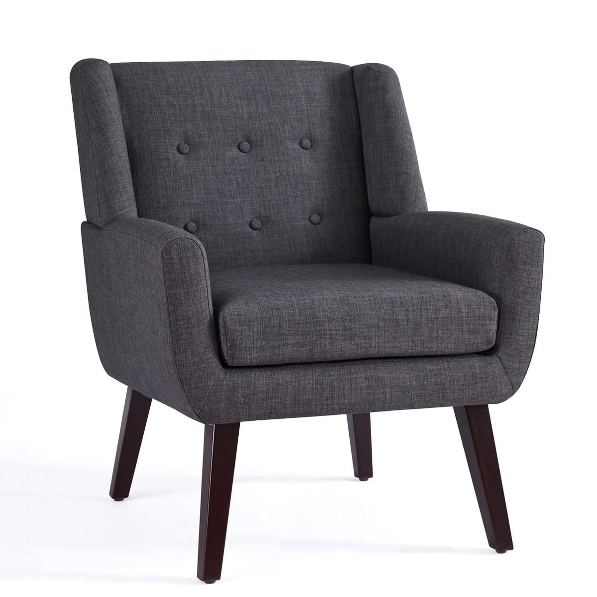 HUIMO  Accent Chair, Button-Tufted Upholstered  Living Room Chairs,  Mid Century Modern Comfy Reading Chairs for Bedroom, Living Room, Beige