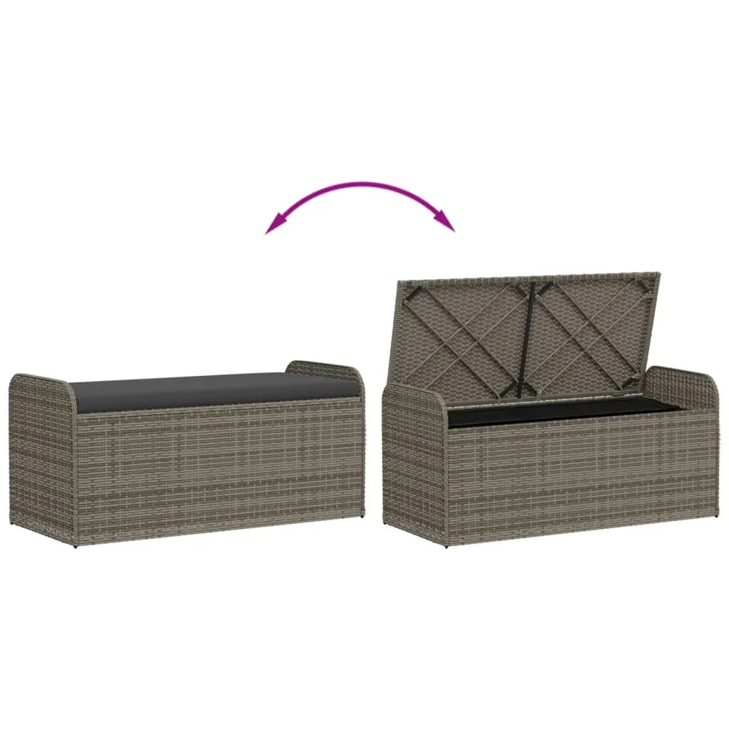 vidaXL Storage Bench with Cushion Outdoor Garden Seat Furniture Poly Rattan