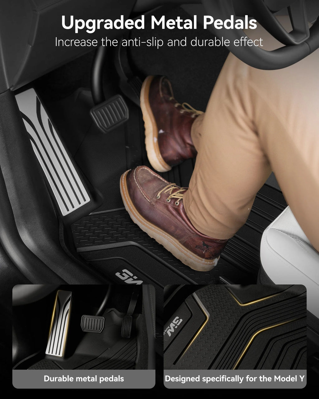 3W Tesla New Model Y Juniper Floor Mats and Cargo Liners, TPE Full Set Floor Liner for New Model Y 2025 2026, Cargo Mats and Seat Back Cover Protector, Car Mats for Tesla Accseeories, Black