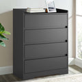 Aukfa Wood 4 Drawer Dresser,Chest of Drawer with Anti-fall Device, Black