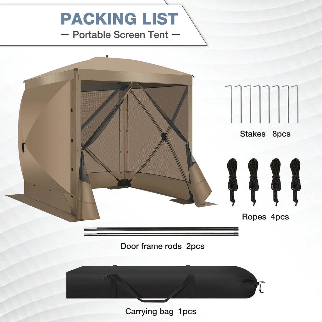 COBIZI 8x8 Pop up Gazebo Tent, Ez up Waterproof Screen Tent Screen House, Portable Outdoor Canopy Sun Shelter with 3 Sidewalls, Carry Bag & Ground Stakes for Camping, Garden and Picnics, Gray