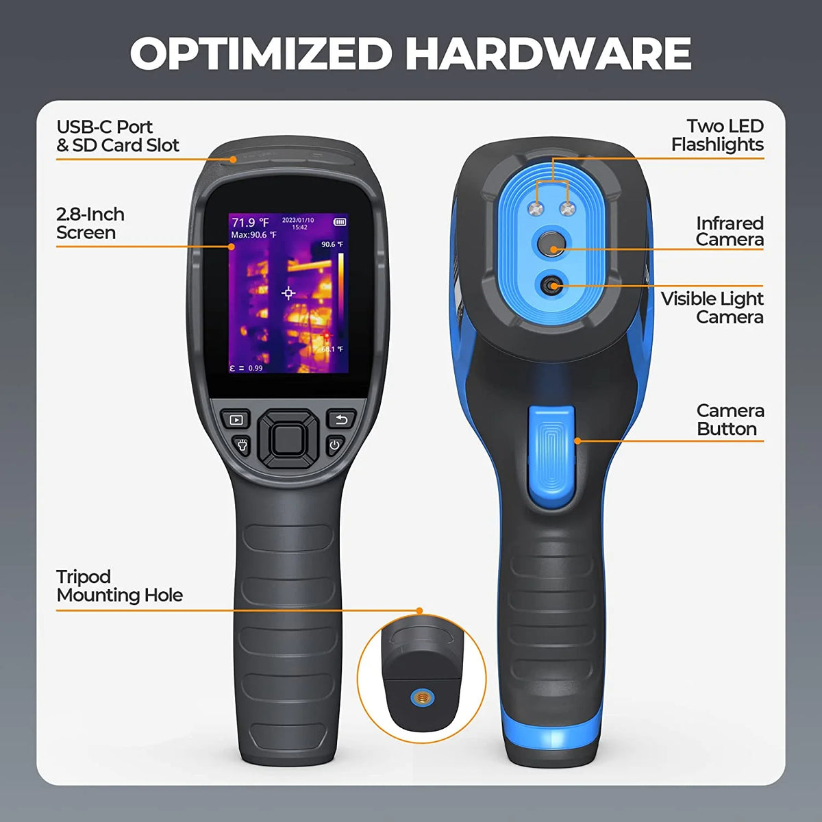 Thermal Imaging Camera TOPDON TC005 256 x 192 IR High Resolution Dual-Camera -4��F~1022��F Handheld Infrared Thermal Imager