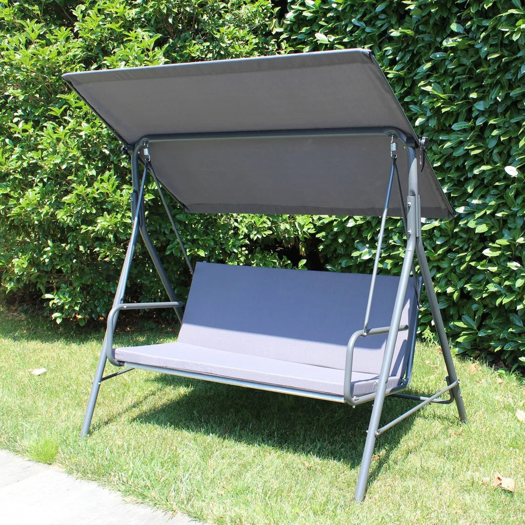 Made in Italy SUNJOY Outdoor Porch Swing, 2 Seat Patio Metal Swing with Adjustable Canopy