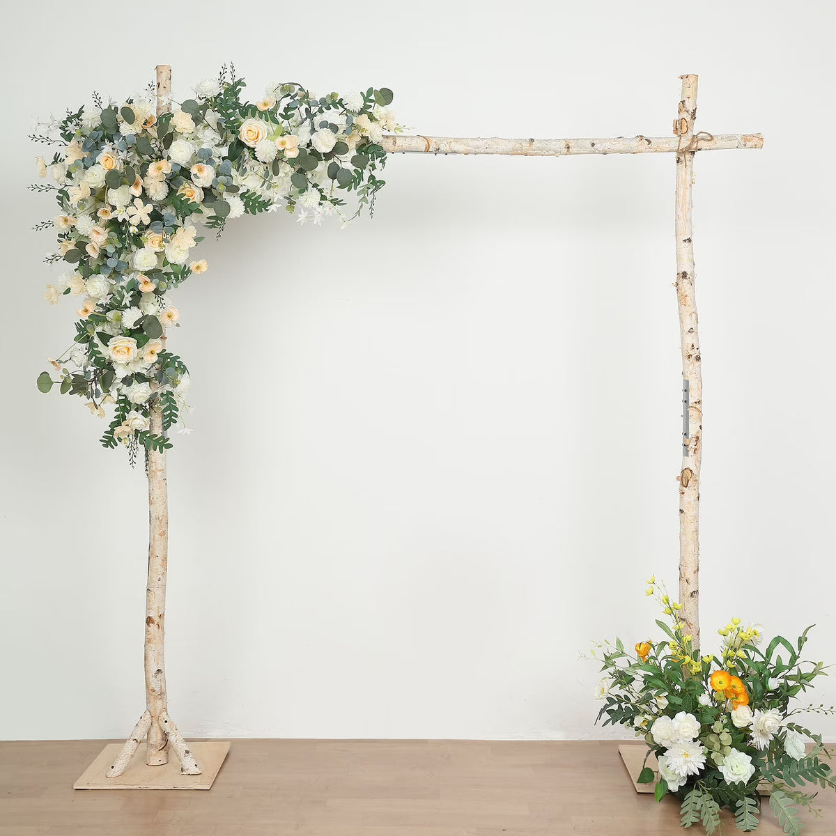 Efavormart 7FT Rustic Square Wedding Arch Wooden Backdrop Stand, Wedding Ceremony Arch - Brown