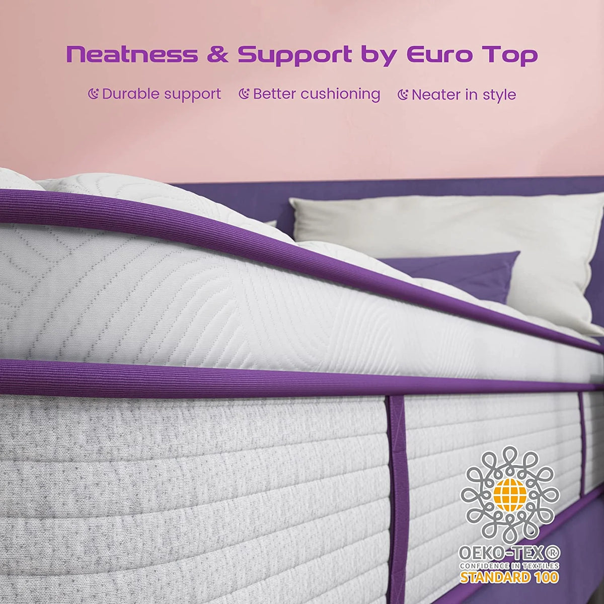 Full Size Hybrid Mattress 10 Inch, Sersper Medium Firm Mattress with Euro Top, Memory Foam, Breathable Soft Knitted Fabric Cover, 5-Zone Coils Support for Pressure Relieving