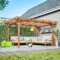 12 x 10 FT Outdoor Pergola, Wooden Pergola Gazebo with Climbing Plant Support and Waterproof, for Patio Porch Garden Backyard, Brown