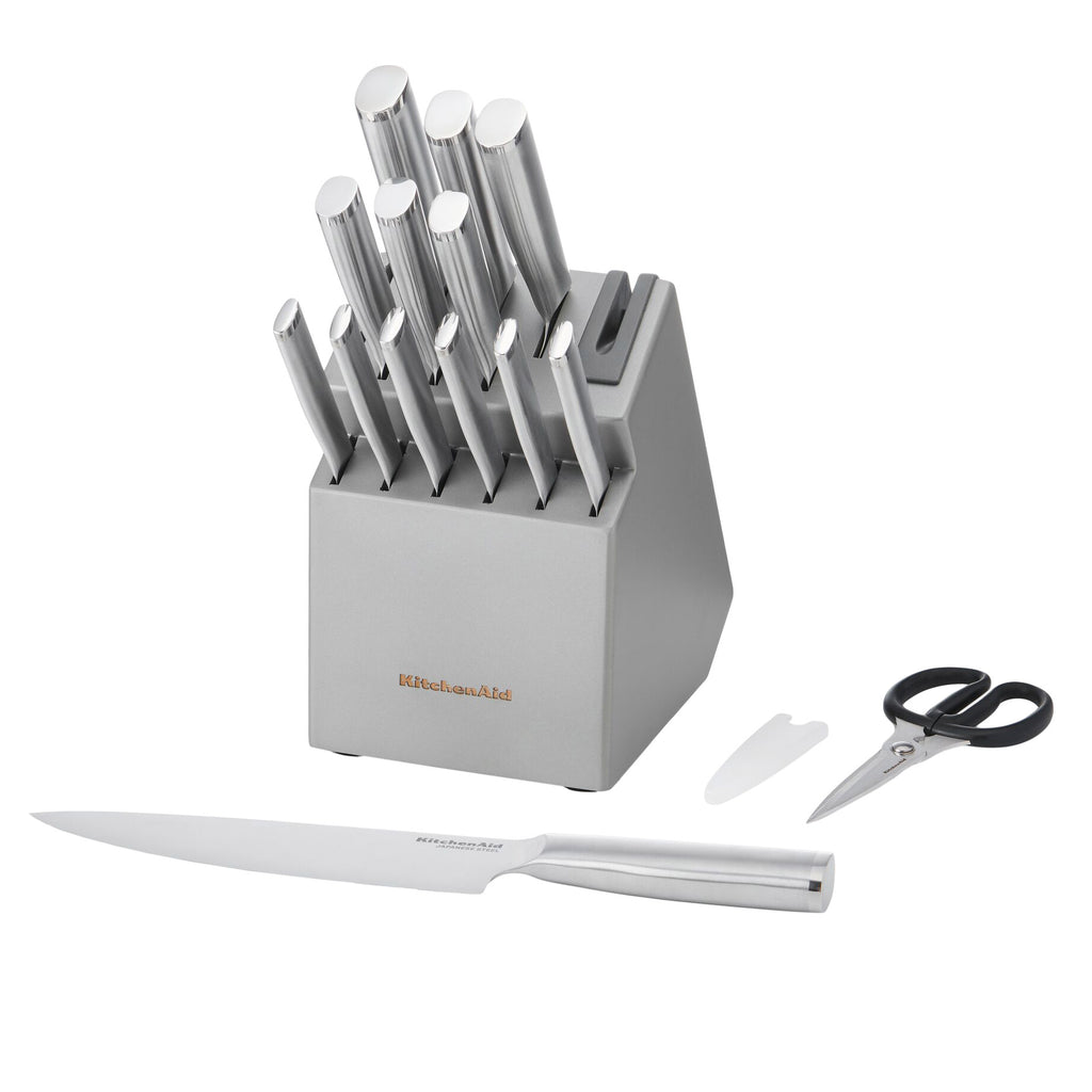 KitchenAid Gourmet Forged Japanese Steel 15-piece Knife Block Set with Built-in Sharpener