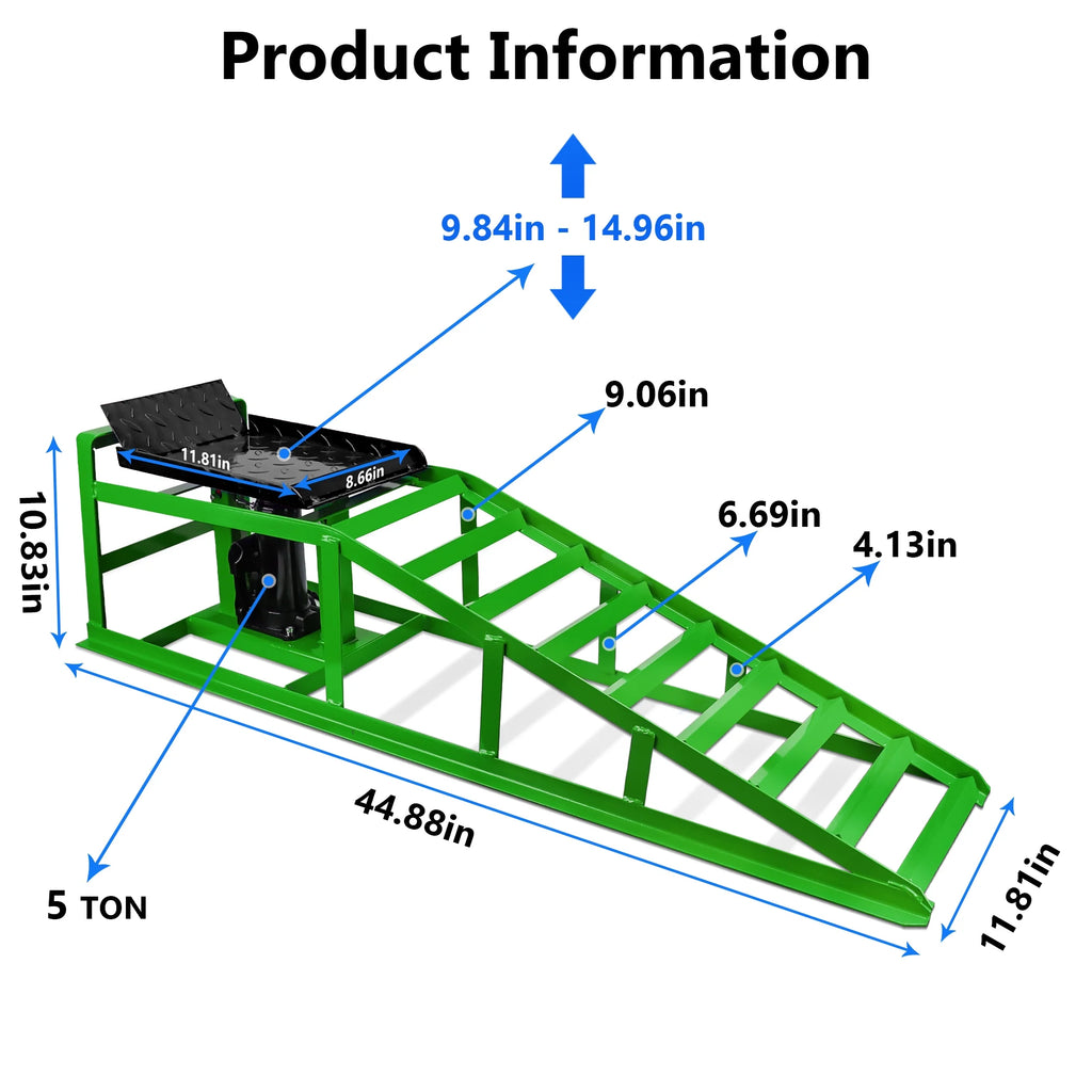 Lafati 2-Pack Hydraulic Car Ramps: Heavy-Duty Vehicle Ramps with 5T / 10000lbs Jack Load Capacity, Portable Design for Effortless Oil Changes and Car Lifts