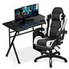 MoNiBloom Portable Standing Laptop Table with Host Rack and Ergonomic Gaming Chair with Footrest Recliner for Home Office