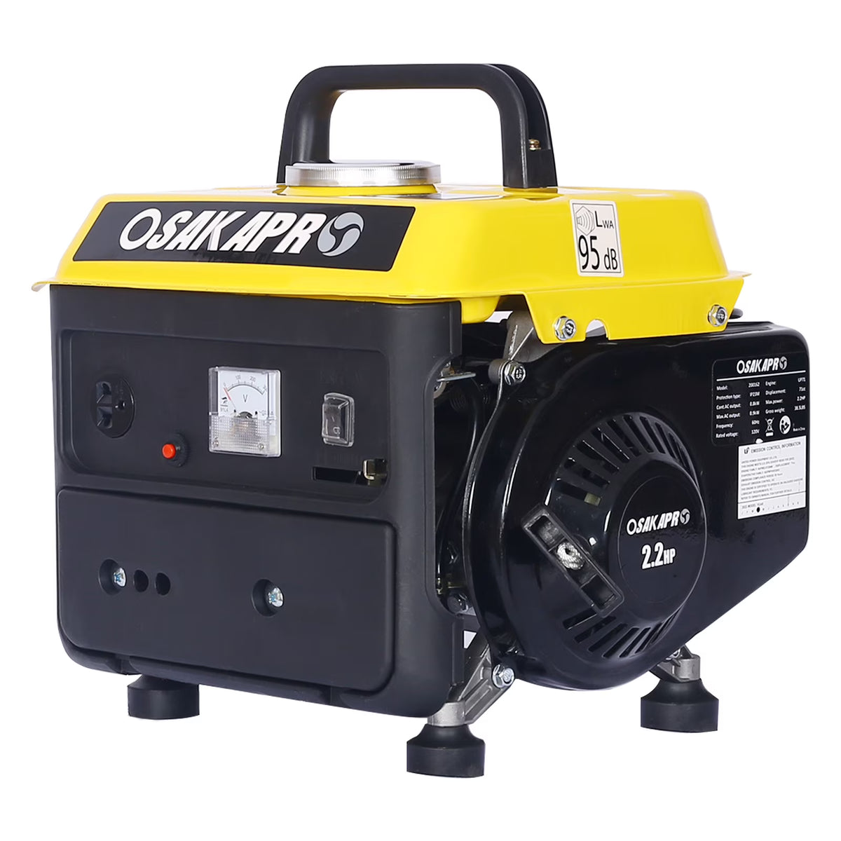 Portable Gas Powered Generator, 900W Peak, 800W Rated, Low Noise, Lightweight, EPA Compliant for Home, Camping, and Outdoor Use