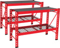 Craftsman 2-Shelf 3-Foot Tall Stackable Tool Chest Depth Storage Rack, 2-Pack, Red 3-Feet, 2 Set