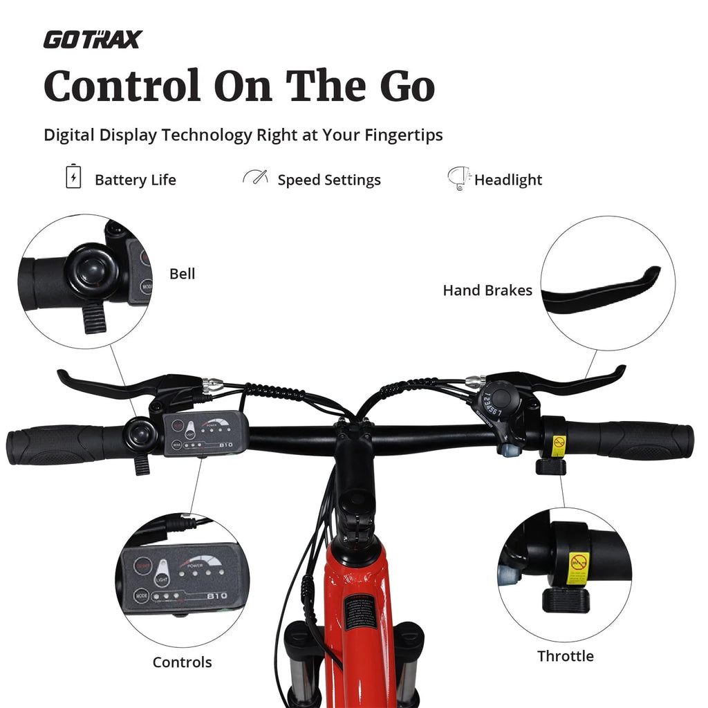 GOTRAX Alpha 29" Electric Mountain Bikes for Adult, 350W 7 Speed Commuter Travel E-Bikes, Orange