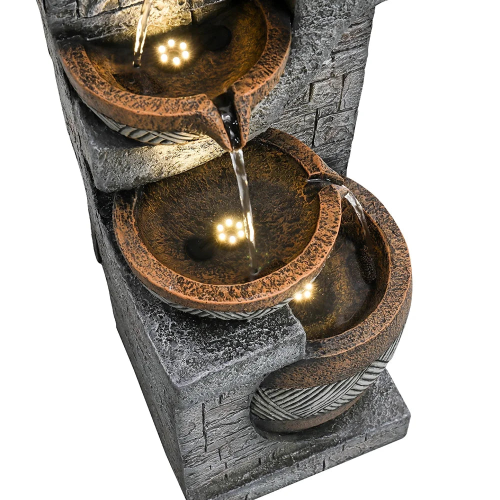 SunJet 5-Tiers Indoor/Outdoor Garden Water Fountain - 42.5inches Modern Floor-Standing Cascading Water Feature - Suitable for Deck, Patio, Porch, Yard Decor