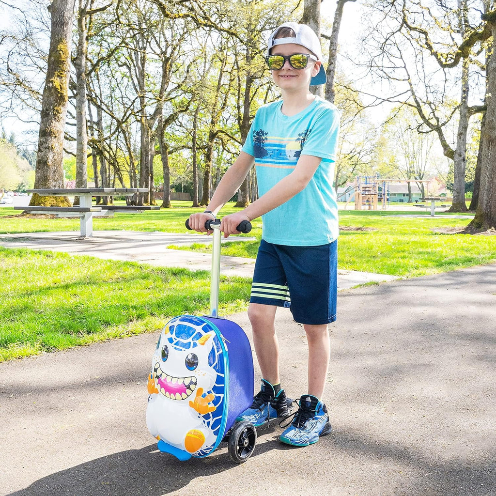 Kiddietotes Kid's Hard Shell Scooter Ride On Suitcase, Pink