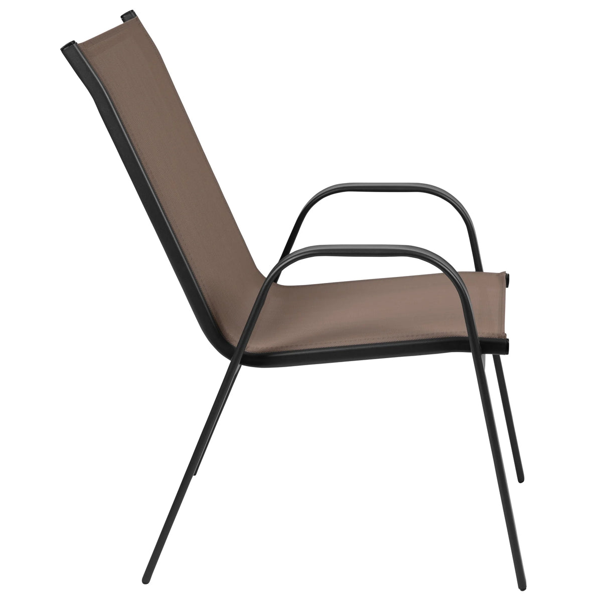 Flash Furniture Flash Furniture Brazos Series Outdoor Stackable Patio Chairs for Adults, Set of 4, Black