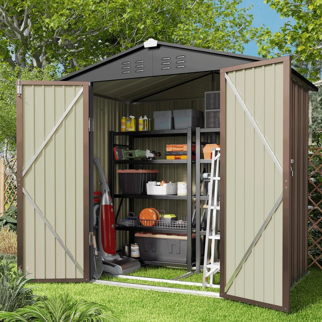 Lofka 6 x 4ft Shed and Outdoor Storage , Durable Metal Garden Shed  with Lockable Door, Weather-Resistant Steel Tool Shed for Backyard, Patio, Grey