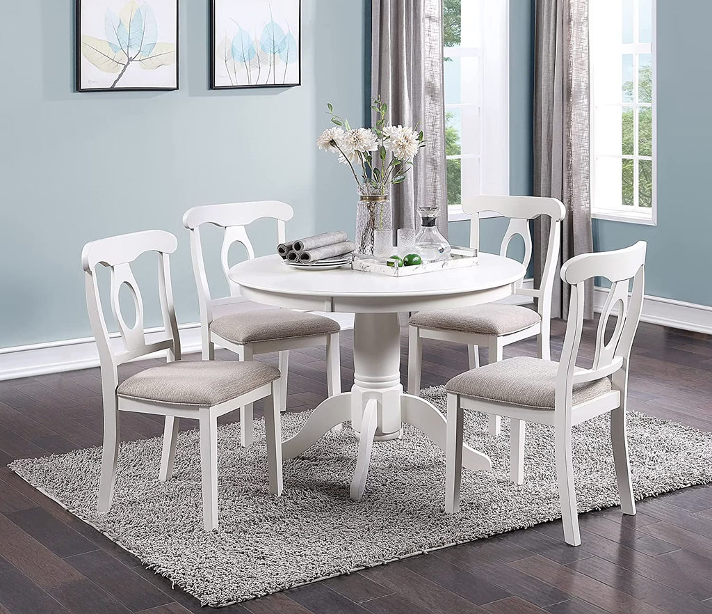 Sumdeal 5-Piece Farmhouse Dining Table Set, Wood Round Extendable Dining Table and 4 Upholstered Dining Chairs (Espresso-1Table 4 Chairs)