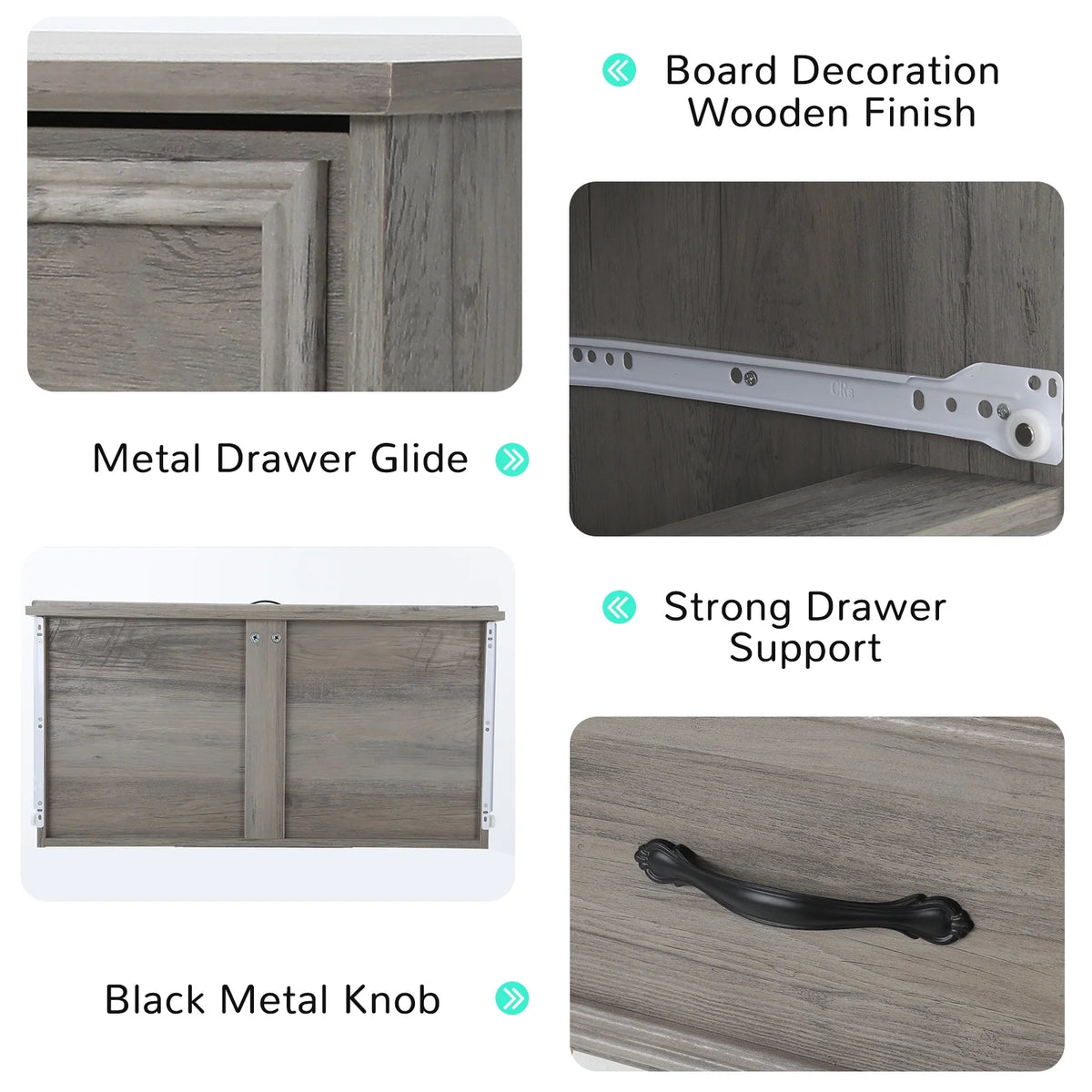 Duerer Modern Drawer Dresser for Bedroom, Living Room, Hallway, Dresser Chest with 4 Drawers, Black