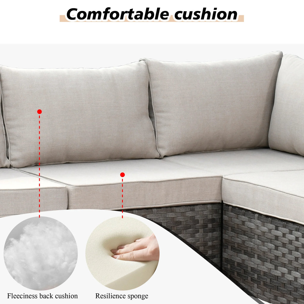 Ovios 12 Pieces Outdoor Furniture All Weather Wicker Patio Conversation Sectional Sofa Set with Side Table for Garden Backyard