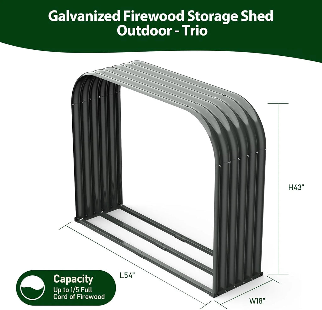 TRAMULL Outdoor Heavy Duty Galvanized Steel Log Holder