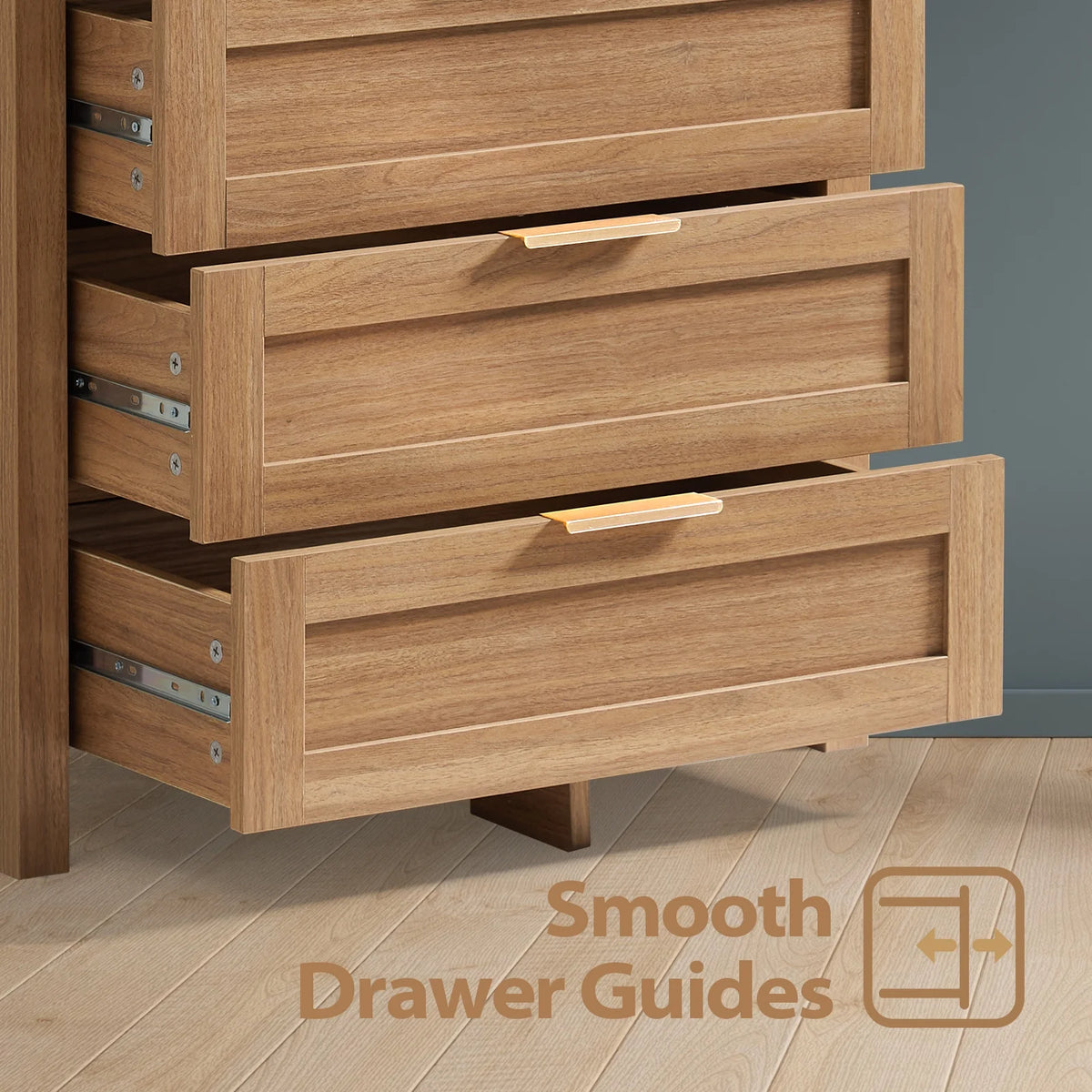 ARKANTOS Wooden 6 Drawer Double Dressers, Wide Chests of Drawers for Bedroom, Natural Oak