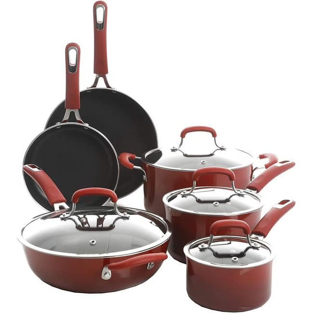 Kenmore Elite Andover 10 Piece Nonstick Aluminum Cookware Set in Glacier Blue