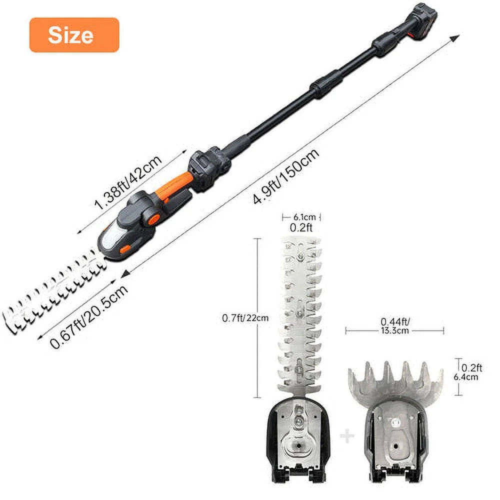 4 in 1 Hedge Trimmer with Extension Pole for Shrub, Garden, Grass and Lawn(21V Battery and Charger Include)