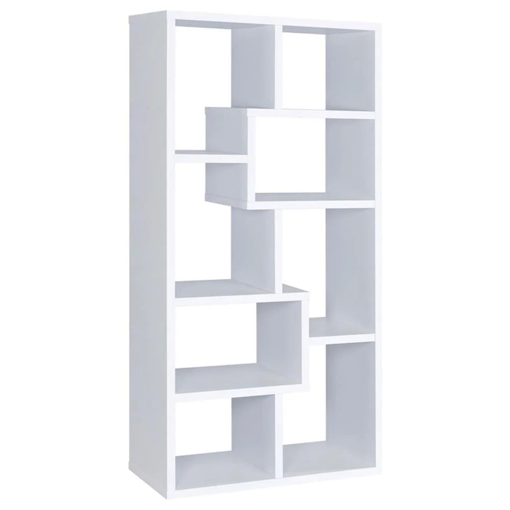 Coaster Company Interlocking 8 Shelf Wood White Bookcase for Home